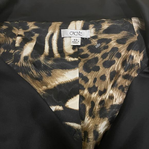 Cache XS Satin Blazer | Leopard Lining, Belted, Gold Buttons, Y2K Glam NWOT - Picture 3 of 9